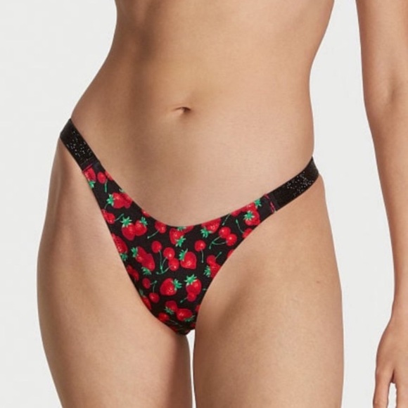 New! Victoria’s Secret shine strap thong bikini bottom strawberry 4623 - Picture 2 of 9